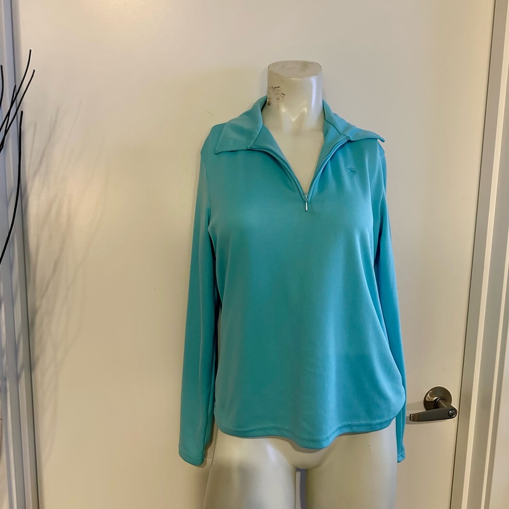 Lilly Pulitzer Blue Long Sleeve Polo Sweatshirt